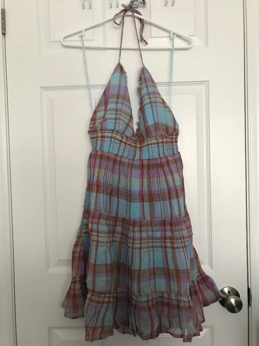NWT Kimchi Blue Phoebe Open-Back Halter Knee Length Dress M Blue Purple - Picture 2 of 10